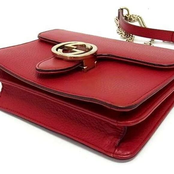 GUCCI Authentic Red Leather Shoulder Bag - Picture 5 of 6
